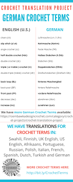 The stitches range from basic crochet stitches to crochet stitches for blankets, lacey crochet stitches and unique crochet stitches. German Crochet Terms And English Translations Oombawka Design Crochet