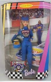 Clad in a blue jumpsuit, nascar barbie's outfit is accurate right down to the sponsor. Barbie Doll Nascar 50th Anniversary Collector Edition 1998 Etsy In 2021 Barbie Dolls New Barbie Dolls Mattel Barbie