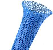 1" PET Expandable Braided Sleeving - Color: Neon Blue - Length: 65FT