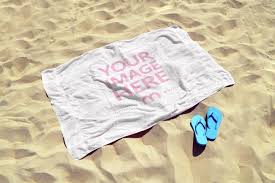 Download Beach Towel On The Sand Mockup Generator Mediamodifier