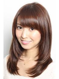 ループス roops 斜めバング小顔大人かわいいレイヤーストレート 表参道 南青山 bangs with medium hair model hair haircuts for long hair