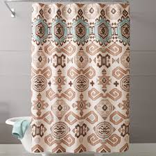 Aztec Print Fabric Shower Curtains Western Bedroom Decor Curtains