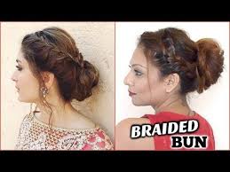 Tie the braid with a hair band. Side Braid Updo Hairstyle Tutorial Easy Kareena Kapoor Messy Braided Bun Indian Hair Style Purplefish3 Video Beautylish