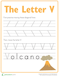 One includes primary ruled lines, upon which students can print letters. Practice Tracing The Letter V Worksheet Education Com