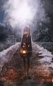 Dark Snow Night Illustration Anime Scenery Anime Art Anime Art Girl