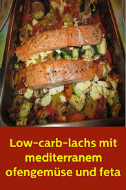 Low Carb Lachs Mit Mediterranem Ofengemuse Und Feta Low Carb Salmon Low Carb Meats Food