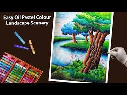 T bismus handicrafts, nos oil pastel, glue date: Beautiful Landscape Scenery Drawing With Oil Pastels Step By Step Youtube Oil Pastel Oil Pastel Drawings Easy Oil Pastel Landscape