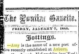 In 1880 When A New Post Office Was Established In Auburn The Name Of The Village Was Changed To Amy Because The Name Auburn Was Auburn Auburn Hills Saginaw