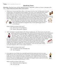 In this worksheet students will practice identifying themes in five short stories. Identifying The Theme Worksheet
