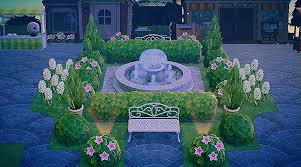 Acnhbaby On Instagram My New Fountain Garden Heavily Inspired By Crossingcaitlinsanity In 2020 New Animal Crossing Animal Crossing Villagers Animal Crossing