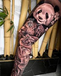 The panda tattoo also symbolizes a kind of yin yang and balance. Panda Frog Chameleon Leg Tattoo