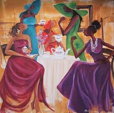 Tea Party I Love The Bright Colors Of Those Lovely Dresses African American Art Women Black Girl Art Black Women Art