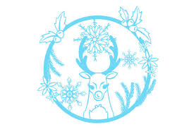 Download Reindeer In A Floral Wreath With Snowflakes Svg Cut File By Creative Fabrica Crafts Creative Fabrica SVG Cut Files