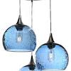 John lewis & partners selsey semi flush, 3 pendant ceiling light, blue/chrome. 1