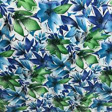 Check spelling or type a new query. Polyester Crepe De Chin Print Fabric Floral Blue Green Flowers White Background 140cm Wide Bodikian Textiles