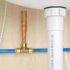 When i remodeled the bathrooms, i switched them out for the purpose made parts from home depot. Sharkbite 1 2 In Push To Connect Brass Residential Water Hammer Arrestor Tee 22630lf The Home Depot