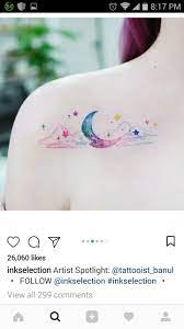 Moon Stars Cloud Sky Night Rainbow Tattoo Rainbow Tattoos Sky Tattoos Clouds And Stars Tattoo