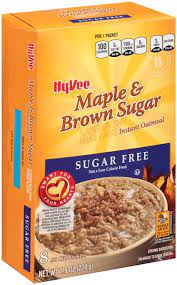 A serving of ½ cup dry oatmeal made with water sets you back 150 calories, 3 grams of fat, 27 grams of carbs, 4 grams of fiber, 1 gram of sugar, and 5 grams of protein. Hy Vee Sugar Free Maple Brown Sugar Instant Oatmeal 8ct Hy Vee Aisles Online Grocery Shopping