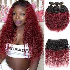 What does your hair look like if you air dry it without products? Buy Brazilian Kinky Curly Human Hair Bundles Ombre 2 Tone 1b Burgundy Kinky Curly Hair Extension Bundles 3 Pieces Double Weft Thick Curly Hair Weave 3 Bundles For Women 300 Gram 8