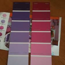 Paint Color Swatches From Wal Mart The Numbers Are Wm100 On Purple Strip And Wm004 On Pink Strip Paint Color Swatches Room Themes Purple Paint