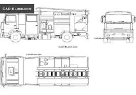 View from front, back, top, left and right side. Fire Truck Cad Block Autocad Drawing Free Download