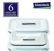 Glasslock Square Tempered Glass Food Container Set of 3 490ml/17oz