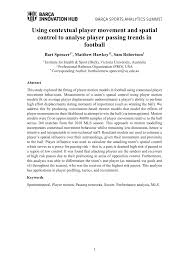 This stream embeds economic and financial econometric analysis within the data and predictive analytic framework. Pdf Using Contextual Player Movement And Spatial Control To Analyse Player Passing Trends In Football