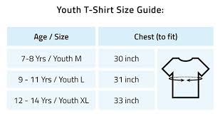 Youth T Shirt Size Guide Jump Parkour