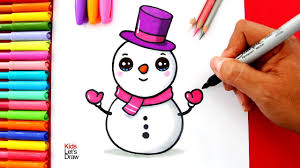 Muñeco De Nieve Para Colorear Kawaii