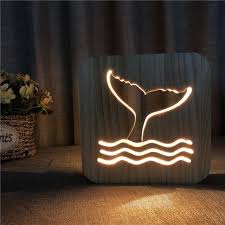 Whale Tail 3d Wooden Nightlight Creative Lamp Creative Lamps Lamp Night Light