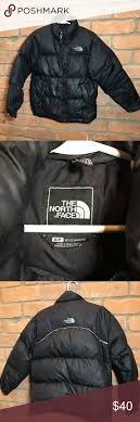 Northface Puffer Jacket Boys Size Small In Sizing Chart Is A 7 8 Goose Down Feather Inside Very Warm Black With Gr Jackets North Face Jacket Puffer Jackets