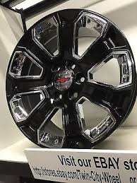 Black And Chrome Truck Rims 20 Inch 20 Inch Gloss Black Chrome 2015 Gm Oe Ck 164 Replica Chevrolet Silverado Wheels Silverado Wheels Chevrolet Silverado Chevy Trucks