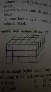 Sebuah balok yang tersusun dari kubus kubus satuan akan dicat seluruh permukaannya banyaknya kubus satuan yang terkena cat pada dua sisinya saja ada. Jika Permukaan Balok Dicat Banyak Kubus Satuan Yang Terkena Cat Terdapat Pada 2 Sisinya Adalah A Brainly Co Id