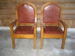 Antique Vintage Budde Weis Church Pulpit Throne Chairs Wood Leather Throne Chair Wood Chair Church Pulpit