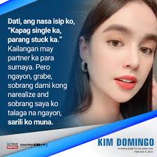 SARILI KO MUNA.” Kim Domingo has been single for two years now and she's  never been happier. READ: "Single? More and more people are loving it —  here's why" https://bit.ly/single_and_blooming