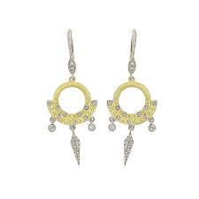 Meira T Brushed Dangle Earrings 14ky London Gold