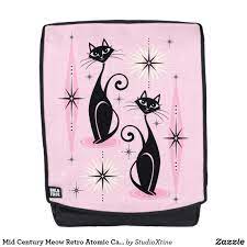 Mid century cat abstract mini skirt by studioxtine. Mid Century Meow Retro Atomic Cats Backpack Zazzle Com Mid Century Cat Cat Art Print Retro Cats