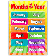 Details About Months Of The Year Poster Educational Wall Chart Girls Boys Kids Children