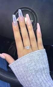 Long Acrylic Coffin Nails Blush Pink With Glitter Special Occasion Nails Long Nails Cute Nails Makeup Nails