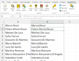 Dividere Nomi e Cognomi con ExcelGPT Pro (Nuovo)