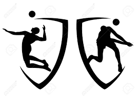 We all know that volleyball players are tall. Volleyball Players And Heraldic Shields Black And White Sportsman Royalty Free Cliparts Vectors And Stock Illustration Image 120996097