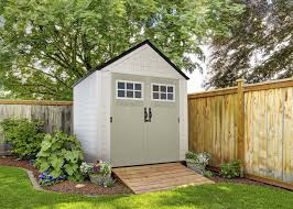 Rubbermaid 7 X 7 Ft Large Vertical Storage Shed Sandstone Onyx Walmart Com Outdoor Sheds Shed Landscaping Backyard Sheds