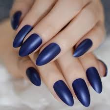 I love matte nails not just because they are on trend right now but also they look sophisticated. Diamond Blue Stiletto Artificial Nails Matt Sharpen Nail Tips Full Cover Abs Fake Nails Matte 24pcs Dark Blue Buy At The Price Of 0 99 In Alibaba Com Imall Com