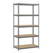 Muscle Rack Gray 5 Tier Boltless Steel Garage Storage Shelving Unit 36 In W X 72 In H X 18 In D Cr185p Gy The Home Depot Particle board is a material made of wood shavings and sawdust.