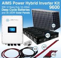 KIT Hybrid Pure Sine Inverter Charger, Battery Bank & Solar Panels 9.6 kW  Inverter Output | 28,800 Watt Hour Battery Bank | 9900 Watt Solar Panels