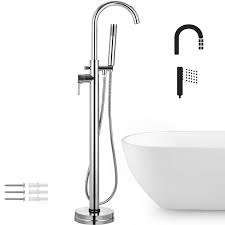 Easy to install for both new construction and remodel projects. Floor Mount Standing Bathtub Faucet Tub Filler Mixer Tap Handheld Show Vevor Us