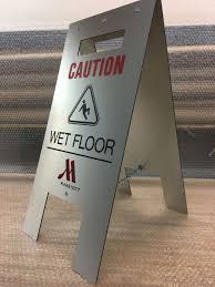 Metal Wet Floor Sign Brushed Satin Silver Finish Marriott Logo Wet Floor Wet Floor Signs Wet