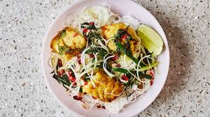 Turmeric Fish with Rice Noodles and Herbs Recipe | Bon Appétit
