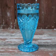 Pure blue, without any mixture of other colours; Light Blue Glass Vase Or Goblet With From Chelsea Borchardt