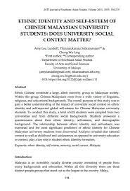 Contextual translation of self esteem into malay. Ethnic Identity And Self Esteem Of Chinese Malaysian University Students Does University Social Context Matter Jati Journal Of Southeast Asian Studies